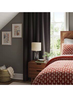 Threshold Black Velvet Single Blackout Window Curtain Panel 50" x 63" NWOT